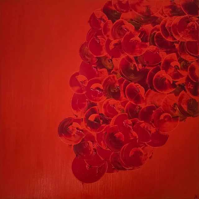 The Red — oil painting, 2025